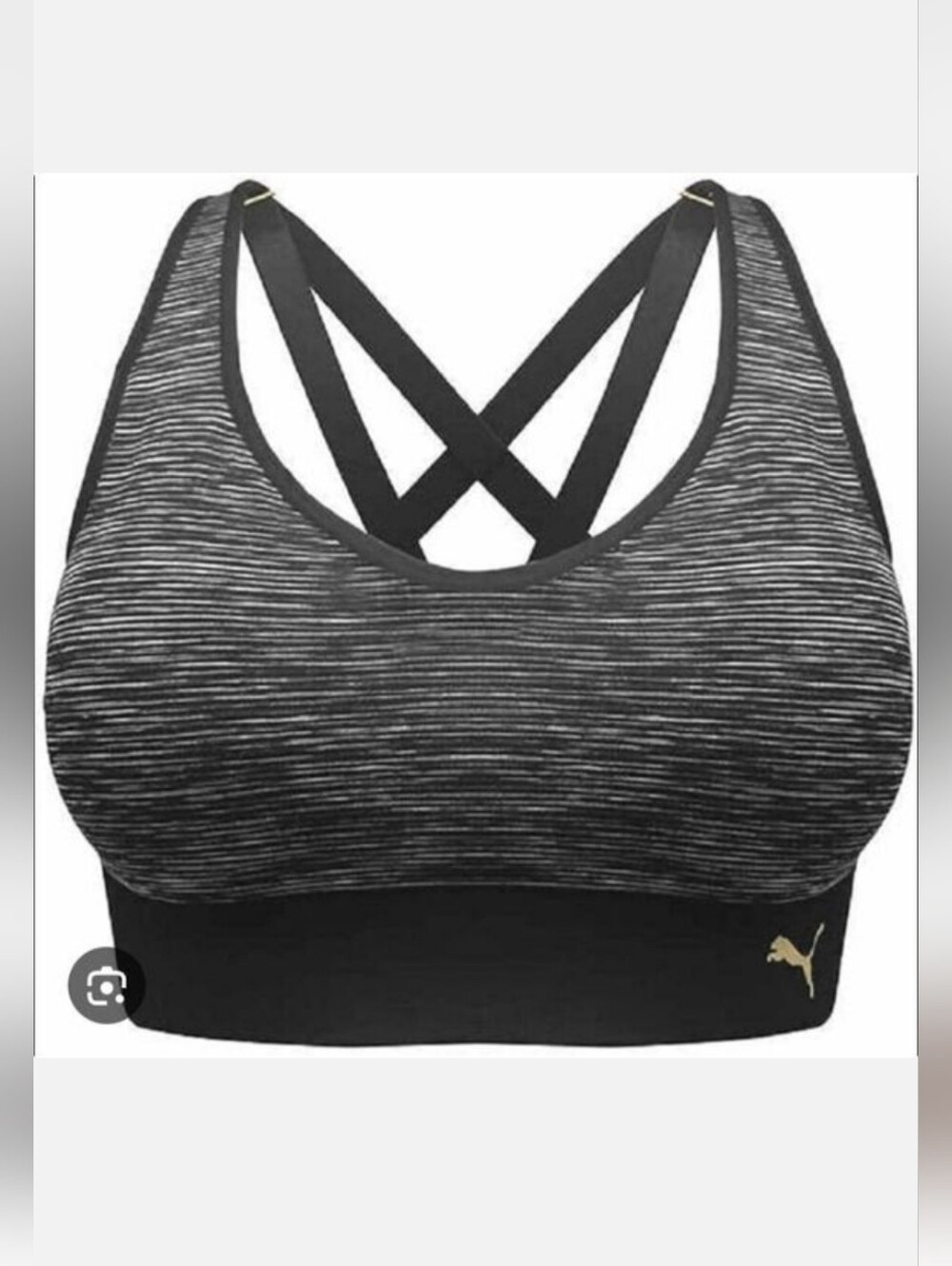 Puma Grey Black Seamless Strappy Back Sports Bra Stretch Sz XL New